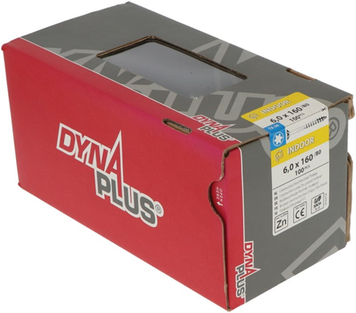 Vis de construction Dynaplus tête plate galvanisée filetage partiel + pointe coupante torx tx30 6,0x180 80 | 100 pièces - 0281.01.51301