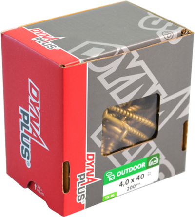 Vis de façade Dynaplus culasse ar-bronze filetage partiel torx tx15 4.0x40 22 | 200 pièces - 0284.08.25601