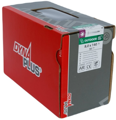 Vis à bois Dynaplus tête bombée tête bombée filetage partiel + pointe coupante torx tx40 8.0x140 70 | 50 pièces - 0286.08.63001