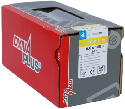 Vis à construction en bois Dynaplus tête bombée galvanisée filetage partiel + pointe coupante torx tx30 6,0x140 70 | 50 pièces - 0286.01.51001