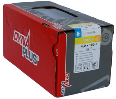 Vis à construction en bois Dynaplus tête bombée galvanisée filetage partiel + pointe coupante torx tx30 6,0x160 80 | 50 pièces - 0286.01.51201