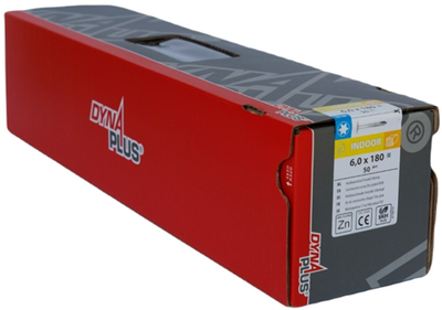 Vis à construction en bois Dynaplus tête bombée galvanisée filetage partiel + pointe coupante torx tx30 6,0x180 80 | 50 pièces - 0286.01.51301