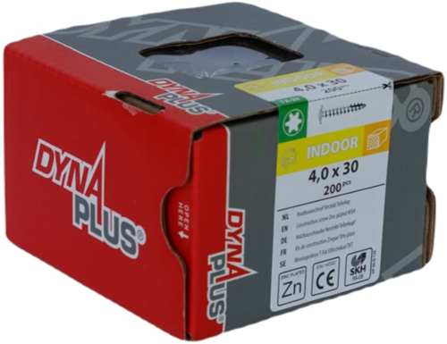 Vis à construction en bois galvanisée Dynaplus tête bombée filetage complet + pointe coupante torx tx20 ​​​​4.0x30 | 200 pièces - 0286.01.25201
