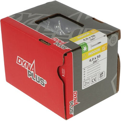 Vis à construction en bois Dynaplus tête bombée galvanisée filetage complet + pointe coupante torx tx20 ​​​​4,0x50 | 200 pièces - 0286.01.25901