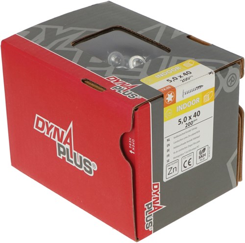 Vis à construction en bois galvanisée Dynaplus tête bombée filetage complet + pointe coupante torx tx25 5.0x40 | 200 pièces - 0286.01.41601