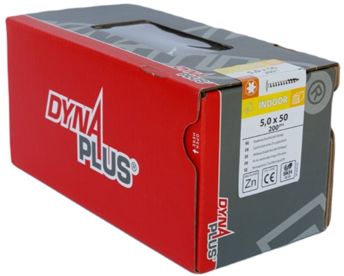 Vis à construction en bois galvanisée Dynaplus tête bombée filetage complet + pointe coupante torx tx25 5.0x50 | 200 pièces - 0286.01.41901