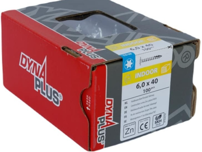 Vis à construction en bois galvanisée Dynaplus tête bombée filetage complet + pointe coupante torx tx30 6.0x40 | 100 pièces - 0286.01.49601