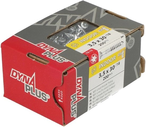 Vis MDF Dynaplus tête plate galvanisée filetage partiel-75° torx tx15 3,5x30 18 | 200 pièces - 0287.01.17201
