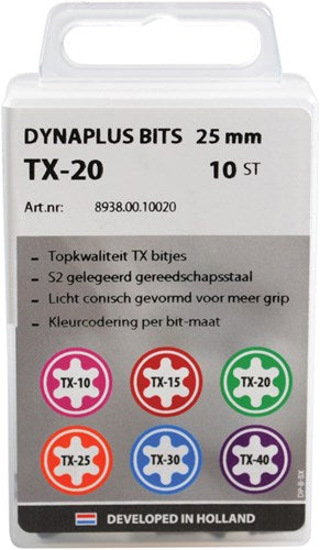 Embout de tournevis 25 mm TX-15 rouge 10x