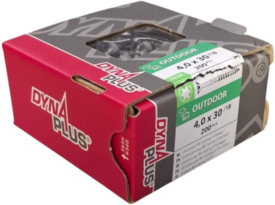 Dynaplus vis uni vis pour panneaux d'aggloméré revêtement ar tête plate filetage partiel torx tx20 ​​​​4,0x30 18 | 200 pièces - 0281.08.25202