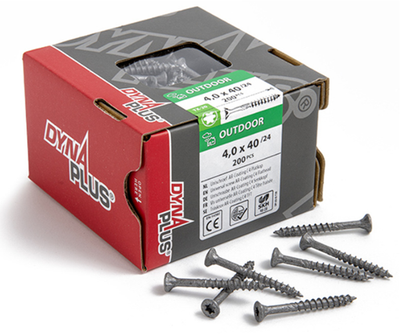 Dynaplus vis uni vis pour panneaux d'aggloméré revêtement ar tête plate filetage partiel torx tx20 ​​​​4,0x40 24 | 200 pièces - 0281.08.25602