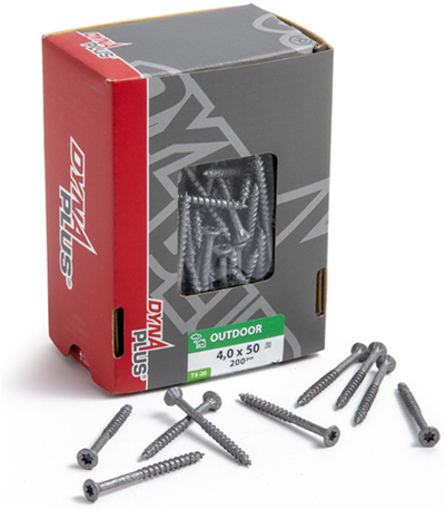 Dynaplus vis uni vis pour panneaux d'aggloméré revêtement ar tête plate filetage partiel torx tx20 ​​​​4,0x60 35 | 200 pièces - 0281.08.26001