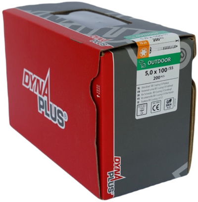 Dynaplus vis uni vis pour panneaux d'aggloméré revêtement AR tête plate filetage partiel Torx tx25 5,0x100 55 | 200 pièces - 0281.08.42601