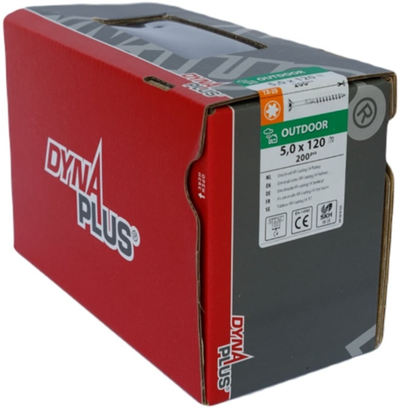 Dynaplus vis uni vis pour panneaux d'aggloméré revêtement ar tête plate filetage partiel torx tx25 5,0x120 70 | 200 pièces - 0281.08.42801