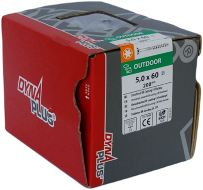 Dynaplus vis uni vis pour panneaux d'aggloméré revêtement AR tête plate filetage partiel Torx tx25 5,0x60 35 | 200 pièces - 0281.08.42001