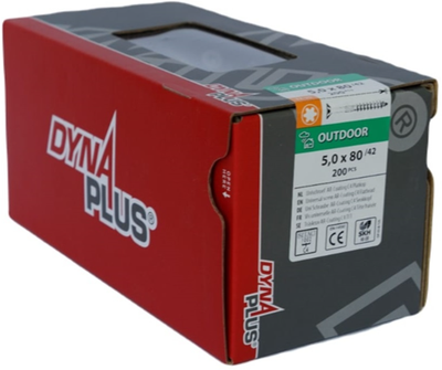 Dynaplus vis uni vis pour panneaux d'aggloméré revêtement AR tête plate filetage partiel Torx tx25 5,0x80 42 | 200 pièces - 0281.08.42401
