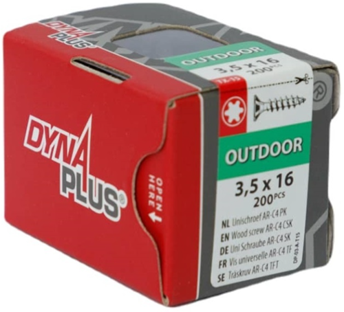 Dynaplus vis uni vis pour panneaux d'aggloméré revêtement AR tête plate filetage complet Torx tx15 3,5x16 | 200 pièces - 0281.08.16701