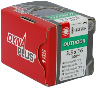 Dynaplus vis uni vis pour panneaux d'aggloméré revêtement AR tête plate filetage complet Torx tx15 3,5x16 | 200 pièces - 0281.08.16701