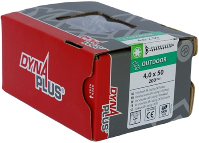 Dynaplus vis uni vis pour panneaux d'aggloméré revêtement ar tête plate filetage complet torx tx20 ​​​​4,0x50 | 200 pièces - 0281.08.25901