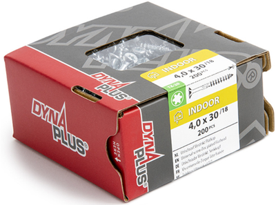 Vis pour panneaux d'aggloméré Dynaplus uni vis galvanisée à tête plate filetage partiel Torx tx20 ​​​​4,0x30 18 | 200 pièces - 0281.01.25202