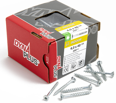 Dynaplus vis uni vis pour panneaux d'aggloméré tête plate galvanisée filetage partiel torx tx20 ​​​​4,0x40 24 | 200 pièces - 0281.01.25602
