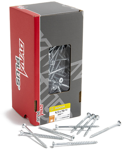 Dynaplus vis uni vis pour panneaux d'aggloméré tête plate galvanisée filetage partiel torx tx25 4,5x70 42 | 200 pièces - 0281.01.34201