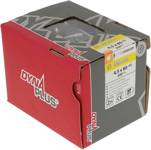 Dynaplus vis uni vis pour panneaux d'aggloméré tête plate galvanisée filetage partiel torx tx25 4,5x80 42 | 200 pièces - 0281.01.34401