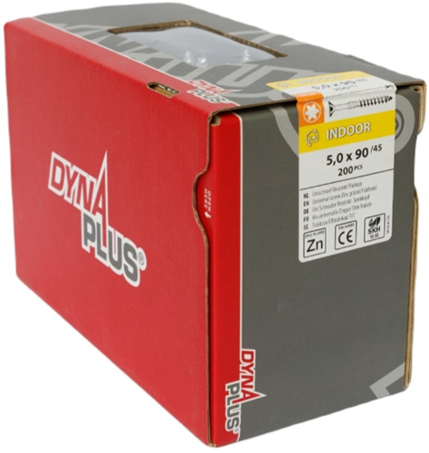 Dynaplus vis uni vis pour panneaux d'aggloméré galvanisée à tête plate filetage partiel torx tx25 5,0x90 45 | 200 pièces - 0281.01.42501