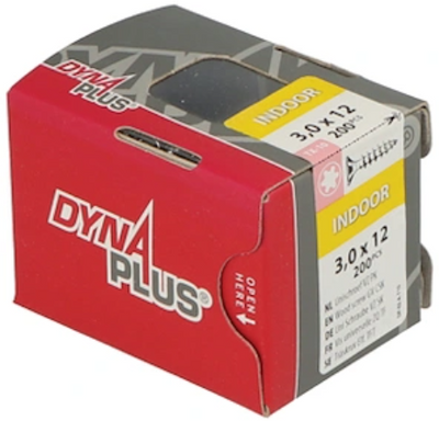 Dynaplus vis uni vis pour panneaux d'aggloméré tête plate galvanisée filetage complet torx tx10 3,0x12 | 200 pièces - 0281.01.12401