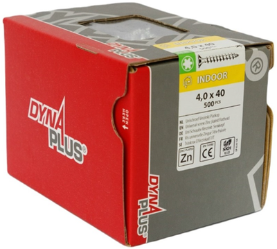 Dynaplus vis uni vis pour panneaux d'aggloméré tête plate galvanisée filetage complet torx tx20 ​​​​4,0x40 | 500 pièces - 0281.01.25603