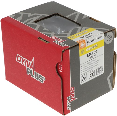 Dynaplus vis uni vis pour panneaux d'aggloméré tête plate galvanisée filetage complet torx tx25 5.0x50 | 200 pièces - 0281.01.41901