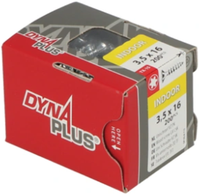 Vis pour panneaux d'aggloméré Dynaplus uni vis vz (zinguée) pk (tête plate) torx tx15 3,5x16 | 200 pièces - 0281.01.16701