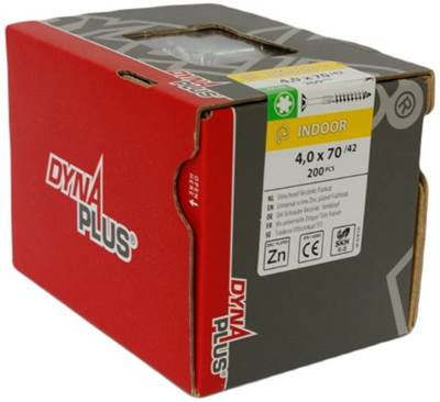Vis pour panneaux d'aggloméré Dynaplus uni vis vz (zinguée) pk (tête plate) torx tx20 ​​​​4,0x70 42 | 200 pièces - 0281.01.26201