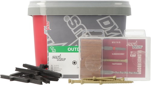 Kit terrasse Dynaplus vis pour terrasse | 300 pièces+pièce en T | 150 pièces+perceuse | 1 pièce+bit | 1 pièce - 0289.13.90001