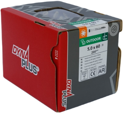 Vis pour terrasse Dynaplus xtreme ar-bronze tête plate - filetage partiel 60° + pointe coupante torx tx25 5.0x60 30 | 200 pièces - 0283.08.42001