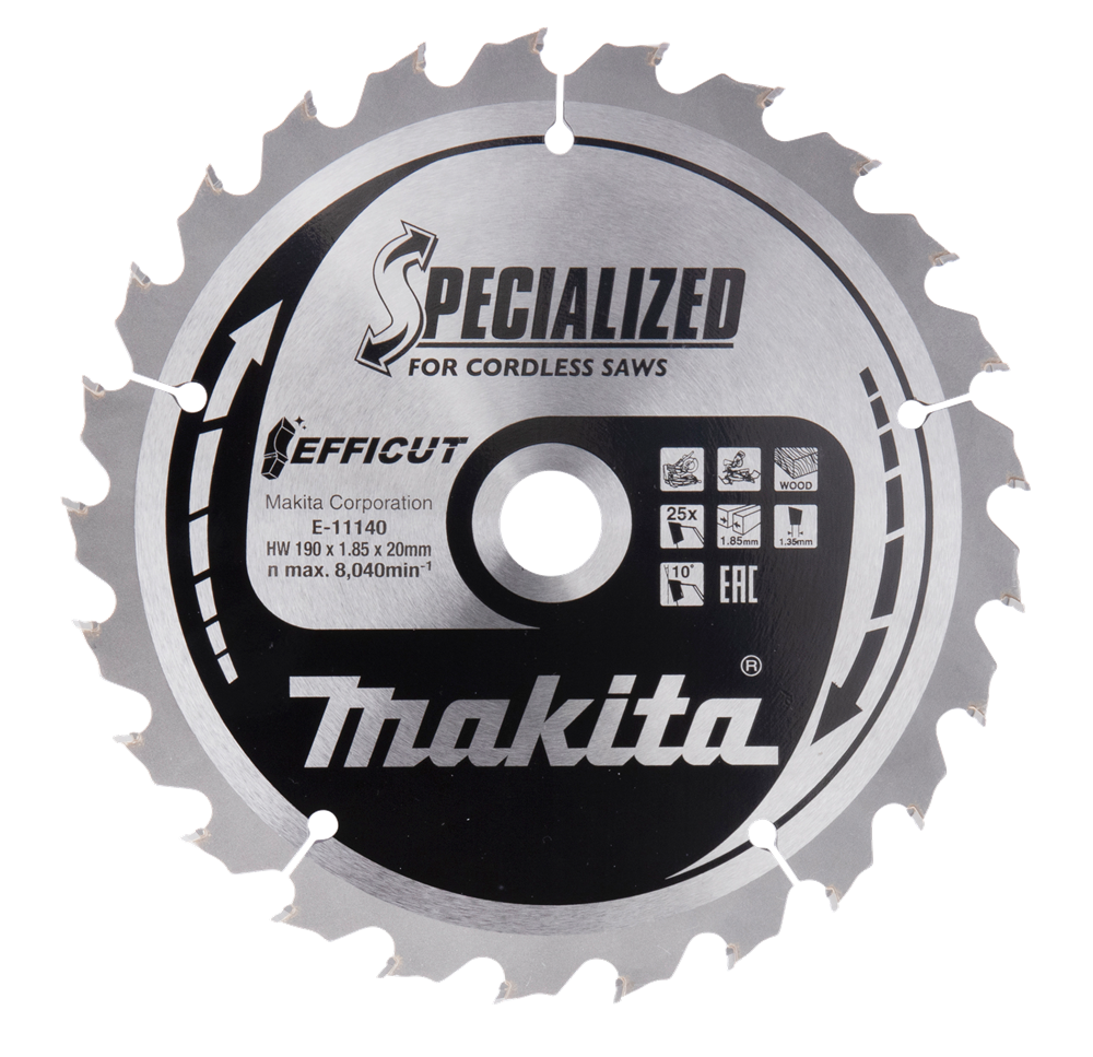 Accessoires Makita lame de scie à tronçonner bois | efficace 190x20x1.85 25t 10g - e-11140 e-11140