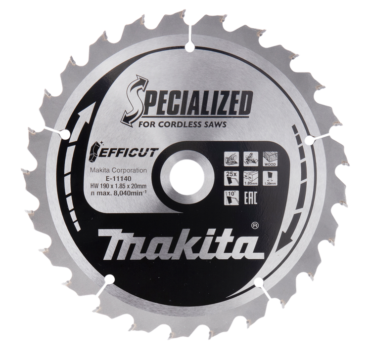 Accessoires Makita lame de scie à tronçonner bois | efficace 190x20x1.85 25t 10g - e-11140 e-11140