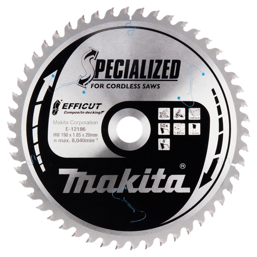 Accessoires Makita lame de scie transversale wpc | efficace 190x20x1.85 50t 8g - e-12186 - e-12186