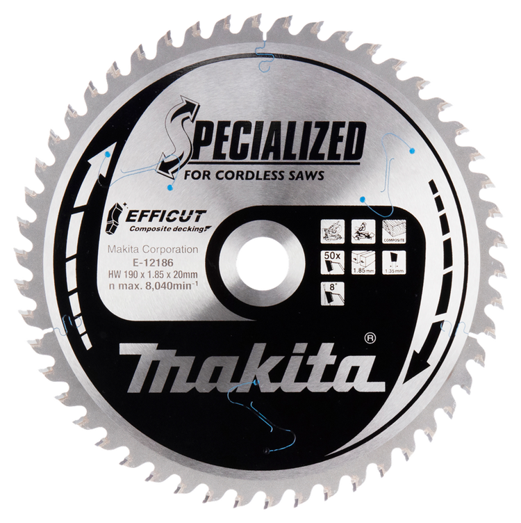 Accessoires Makita lame de scie transversale wpc | efficace 190x20x1.85 50t 8g - e-12186 - e-12186