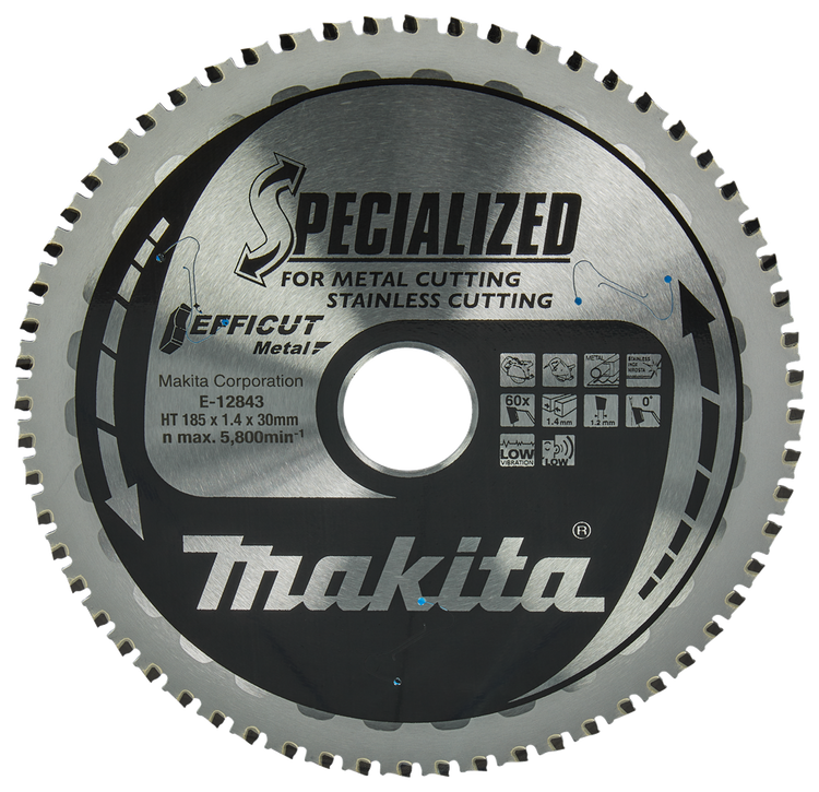 Accessoires Makita lame de scie circulaire acier inoxydable | efficacité 185x30x1.4 60t 0g - e-12843 e-12843