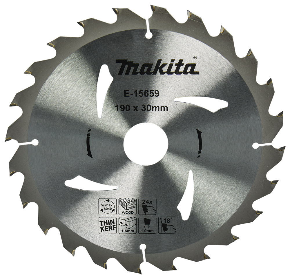 Accessoires Makita lame de scie circulaire bois | 190x30x1,6 24t 18g - e-15659 - e-15659