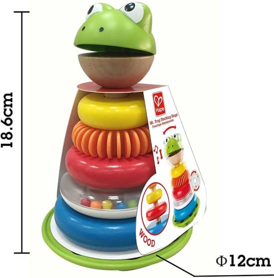Hape grenouille empilable - anneaux empilables en bois jouet pour tout-petit 12 mois+