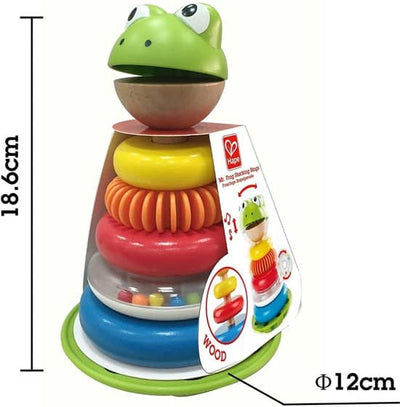 Hape grenouille empilable - anneaux empilables en bois jouet pour tout-petit 12 mois+