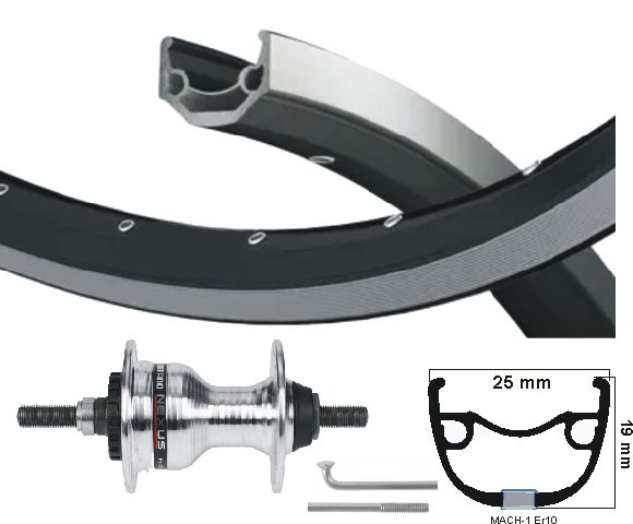 KGS Roue avant 28 pouces (622) Axe fixe à rouleaux à rouleaux en argent noir ZAC19