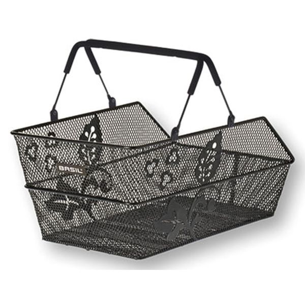 Basil Cento Flower Multi-Basket à vélo - à l'arrière - noir