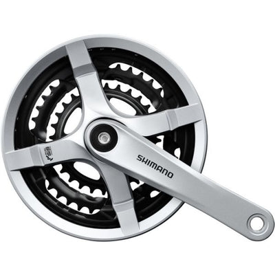 Shimano Crankset 6 7 8 Speed ​​Tourney FC-TY501 avec gruge de 170 mm 48 x 38 x 28t avec écran de chaîne en argent