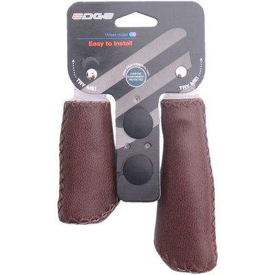 The Edge Leather Grip - Poignée ergonomique - Cuir véritable - 135mm gauche 92mm droite - Matte Dark Brown