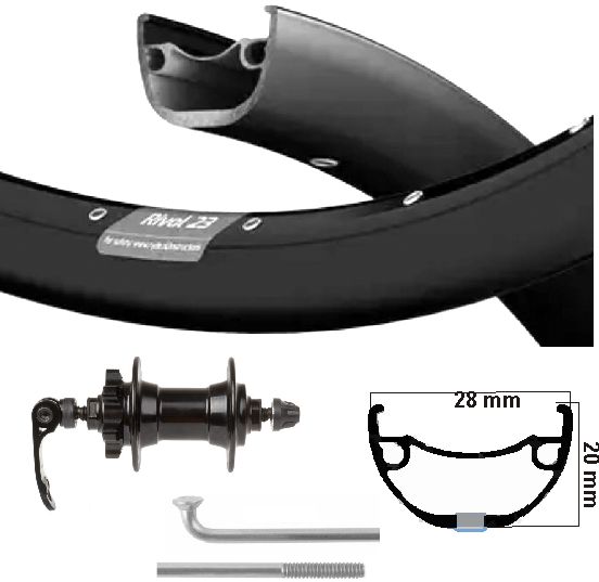 KGS Roue avant 28 pouces (622) Rival 23 PURTATS DE 6 BOULONS DISC NOIR