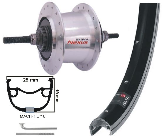 KGS Roue arrière 28 pouces (622) Stratos Swil Silve Nexus 7 Rollerbrake