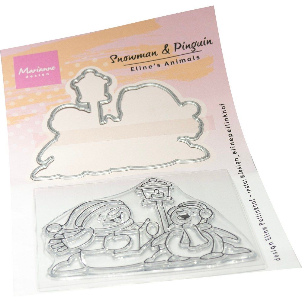 Marianne design • matrice de découpe avec tampons transparents, animaux d'eline, bonhomme de neige, pingouin